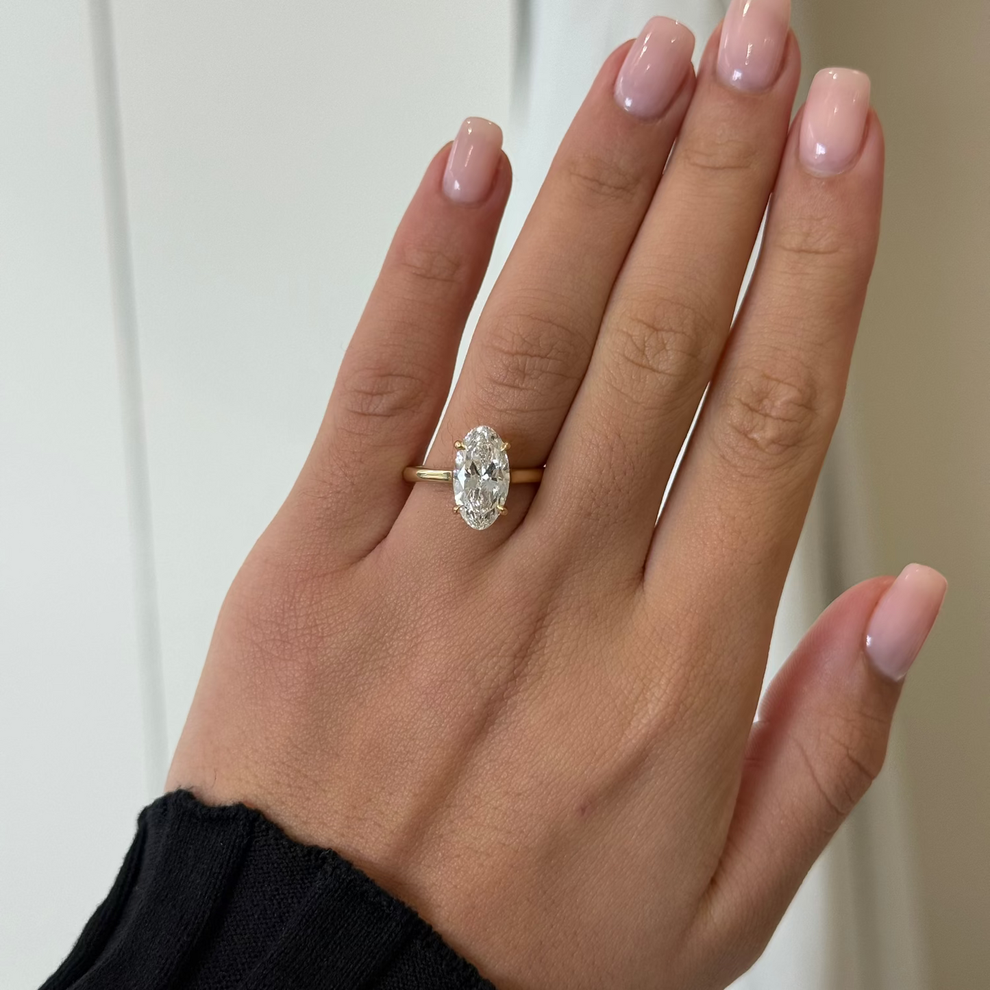 3.02ct Moval Cut Lab Grown Bella Design Yellow Gold