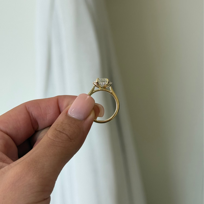 2.50ct Emerald Cut Lab Grown Rosetta Design Yellow Gold