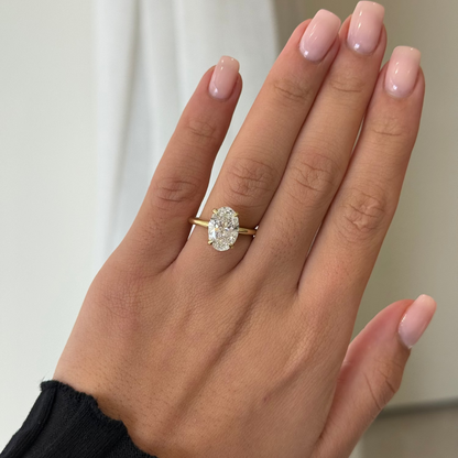 3.00ct Oval Cut Lab Grown Custom Audrey Design Yellow Gold