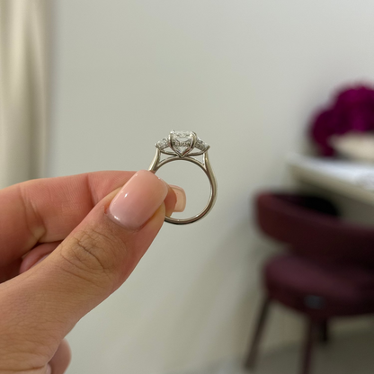 2.58ct Radiant Cut Lab Grown Rosetta Design Platinum