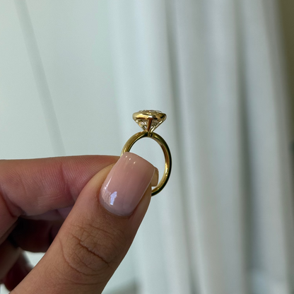 2.05ct Oval Cut Lab Grown Custom Bezel Design Yellow Gold