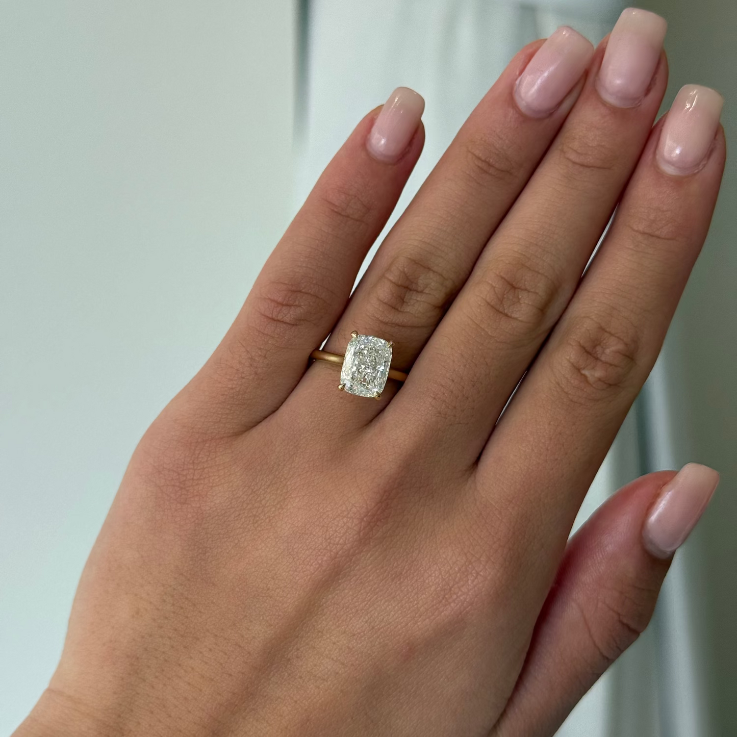 4.05ct Cushion Cut Lab Grown Custom Bella Design 18ct Yellow Gold