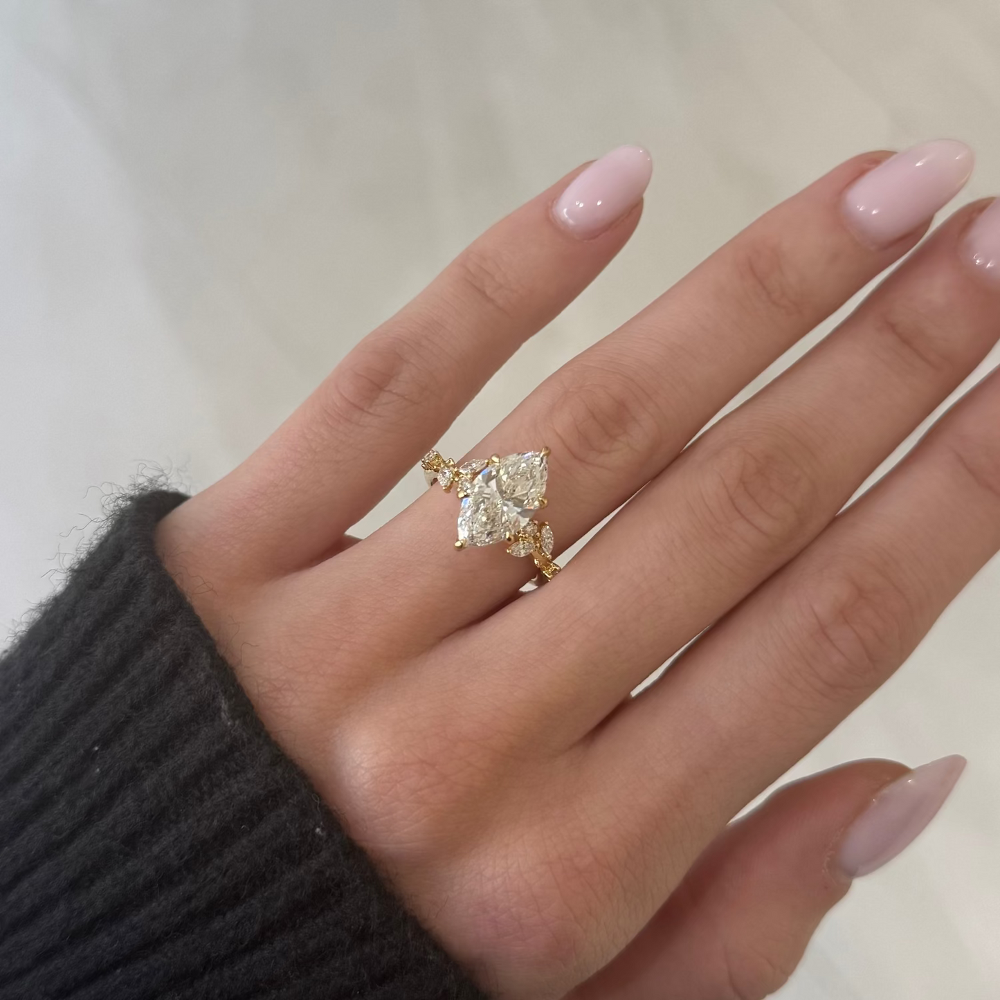 3.05ct Marquise Cut Lab Grown Eve Design Yellow Gold