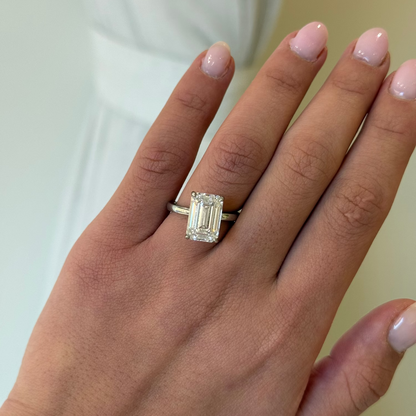 6.07ct Emerald Cut Lab Grown Audrey Design Platinum