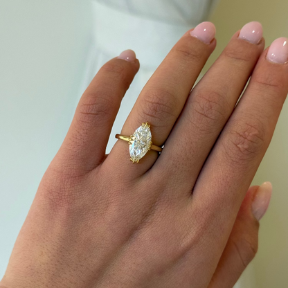 3.01 Marquise Cut Lab Grown Custom Henri Design Yellow Gold