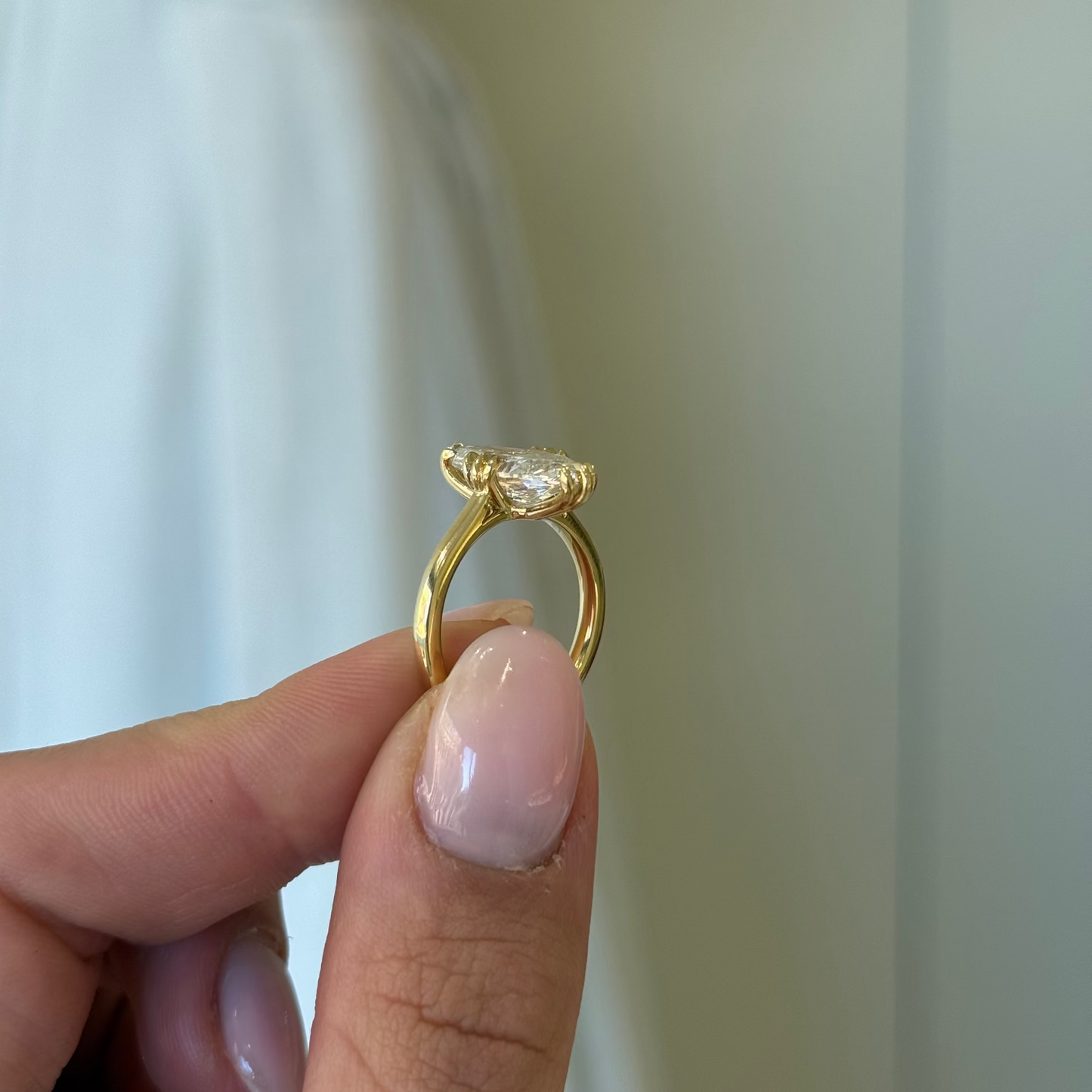 3.01 Marquise Cut Lab Grown Custom Henri Design Yellow Gold