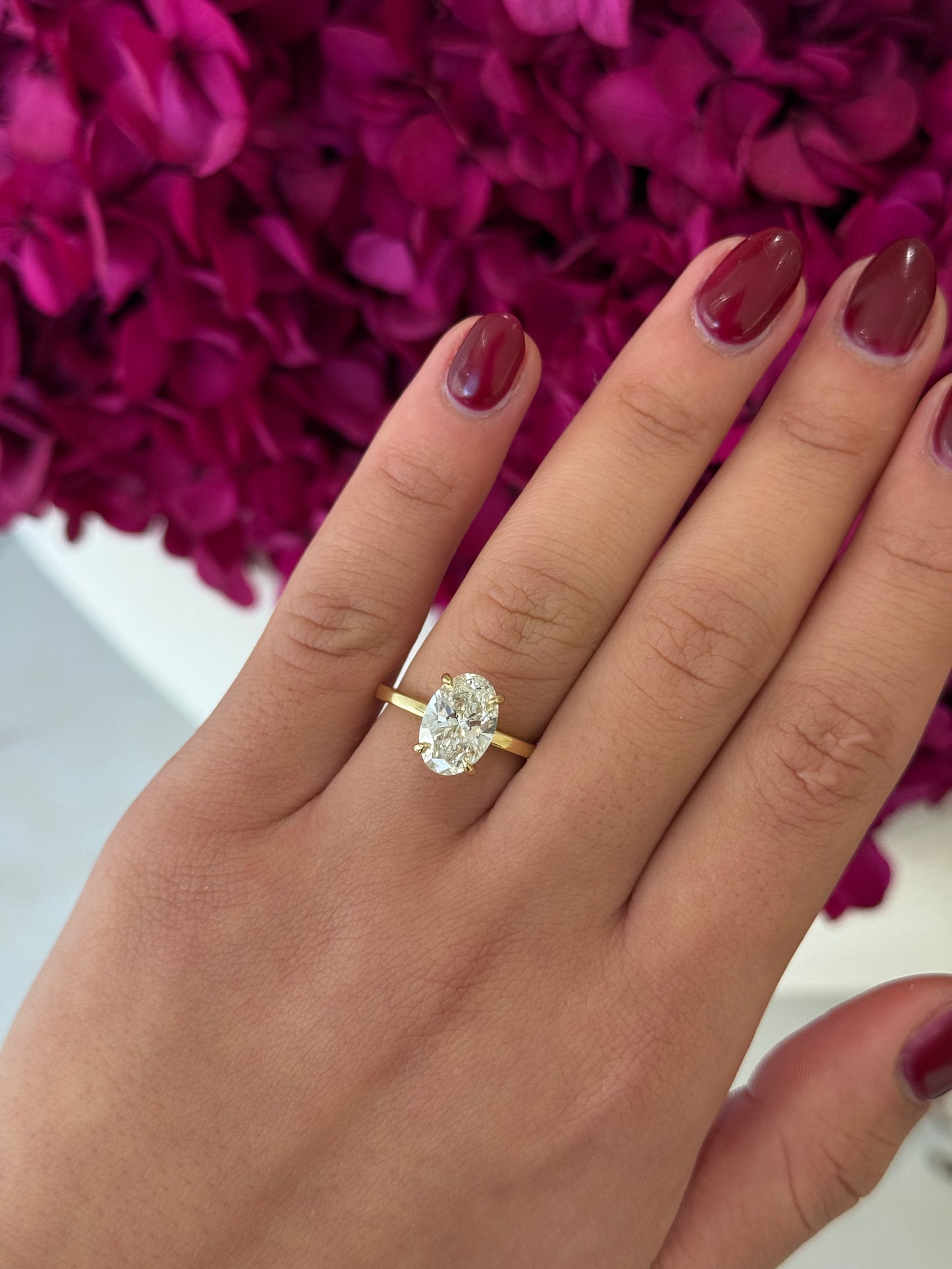 2.56ct Oval Cut Lab Grown Audrey Design Yellow Gold