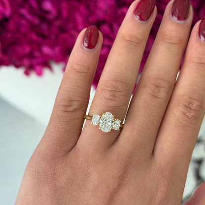 1.51ct Oval Cut Lab Grown Rosetta Design Yellow Gold