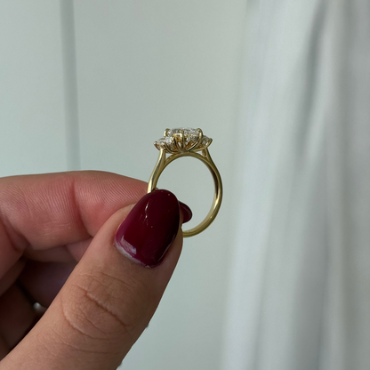 1.51ct Oval Cut Lab Grown Rosetta Design Yellow Gold