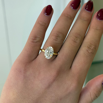 3.55ct Oval Cut Lab Grown Audrey Design Yellow Gold