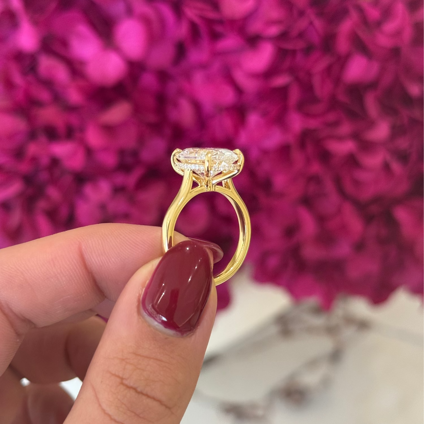 6.09ct Oval Cut Lab Grown Bella Design Yellow Gold
