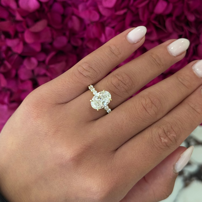 3.03ct Oval Cut Lab Grown Daniella Design Yellow Gold