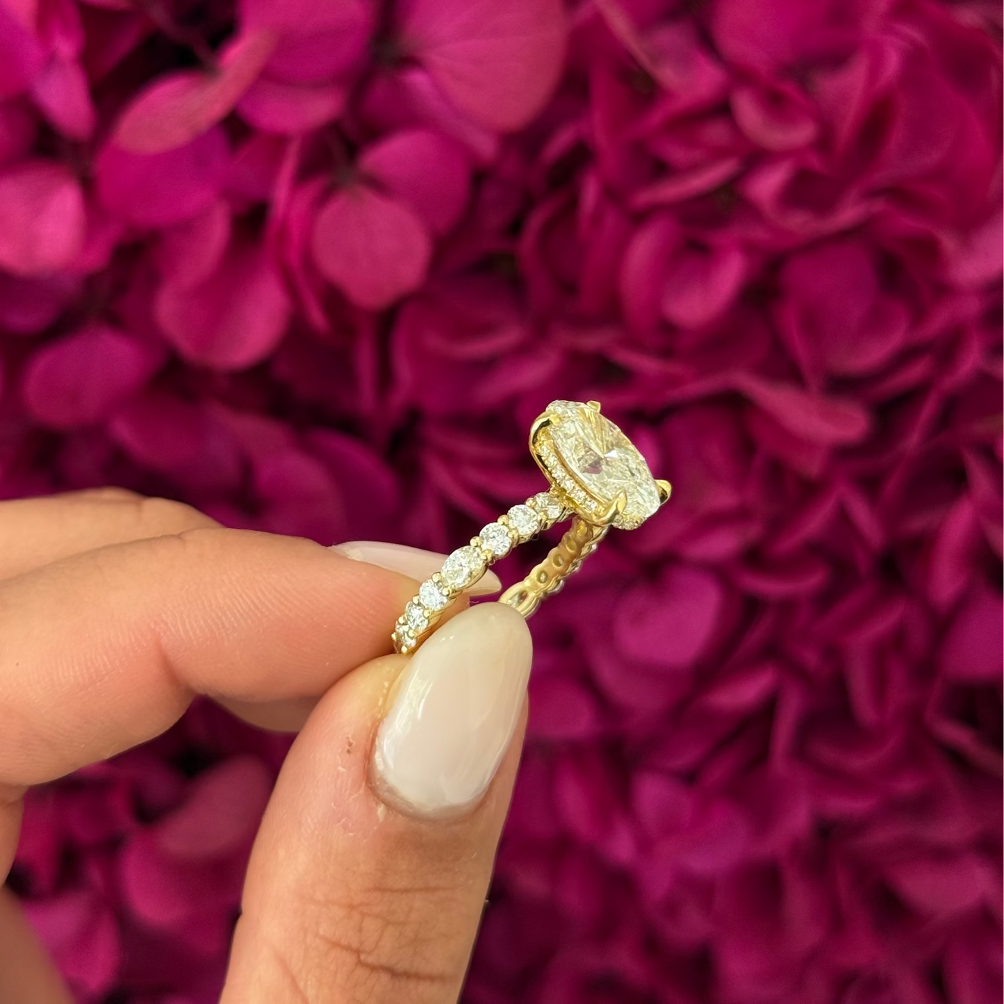 3.03ct Oval Cut Lab Grown Daniella Design Yellow Gold
