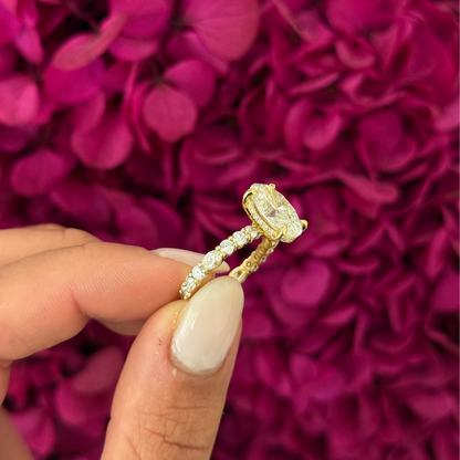 3.03ct Oval Cut Lab Grown Daniella Design Yellow Gold