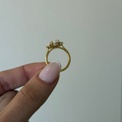 2.10ct Oval Cut Lab Grown Rosetta Design Yellow Gold