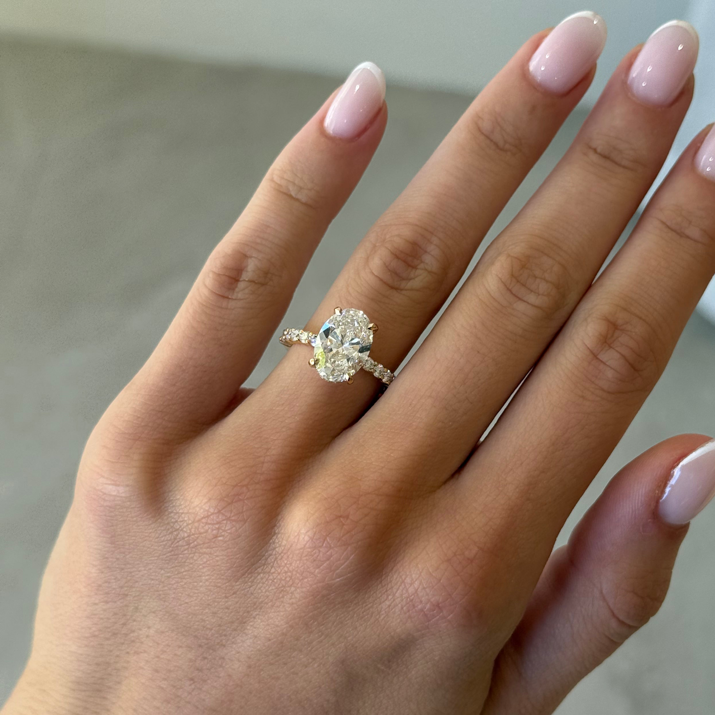3.53ct Oval Cut Lab Grown Renee Design Yellow Gold
