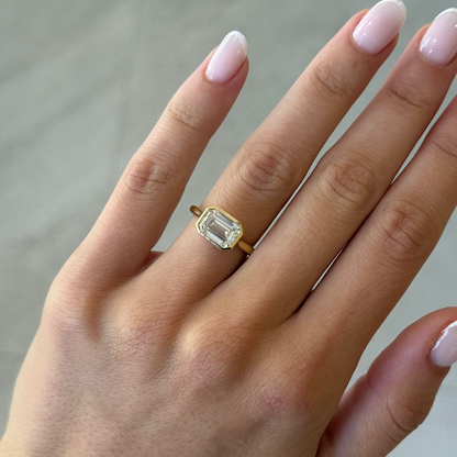 2.51ct Emerald Cut Lab Grown Zaria Design Yellow Gold
