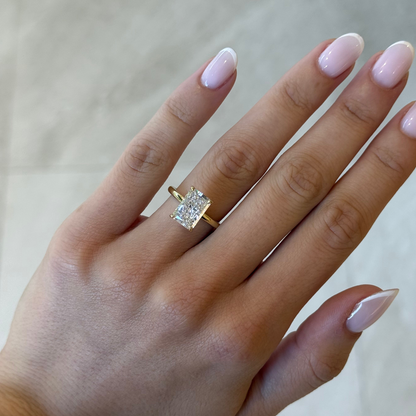 3.57ct Radiant Cut Lab Grown Audrey Design Yellow Gold