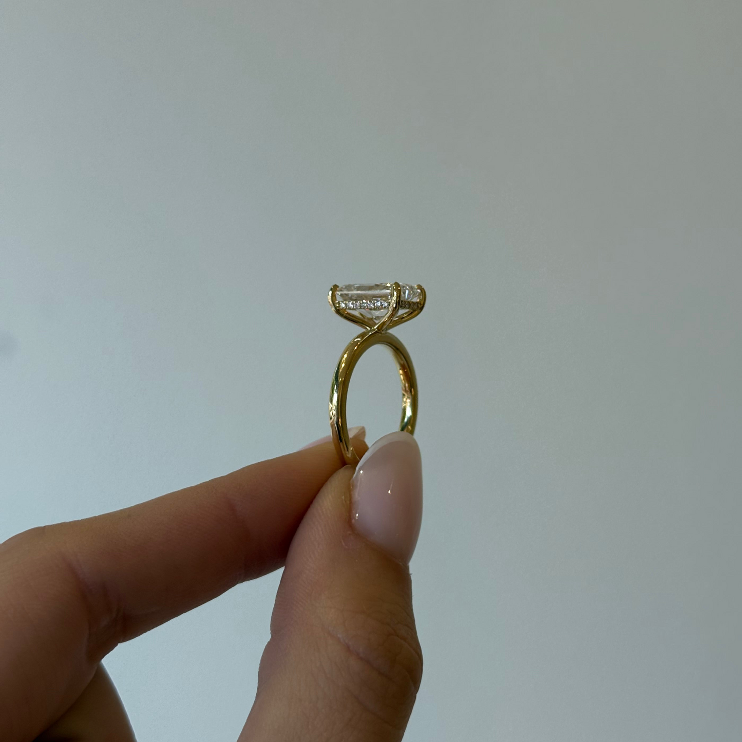 3.57ct Radiant Cut Lab Grown Audrey Design Yellow Gold