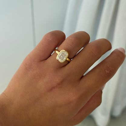 3.07ct Cushion Cut Lab Grown Estelle Design Yellow Gold