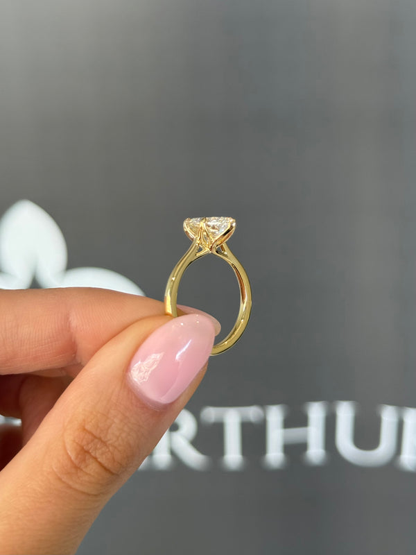 2.53ct Marquise Cut Lab Grown Tulip Design Yellow Gold