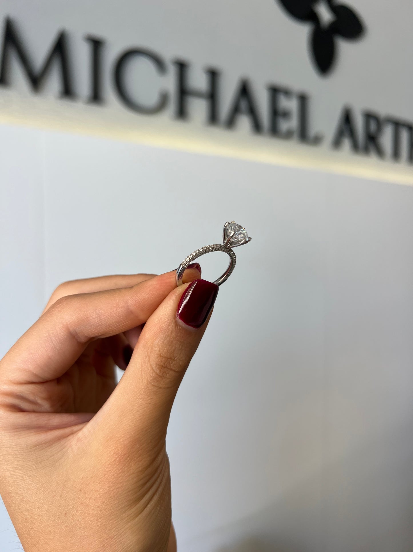 1.72ct Round Cut Lab Grown Valentina Design White Gold