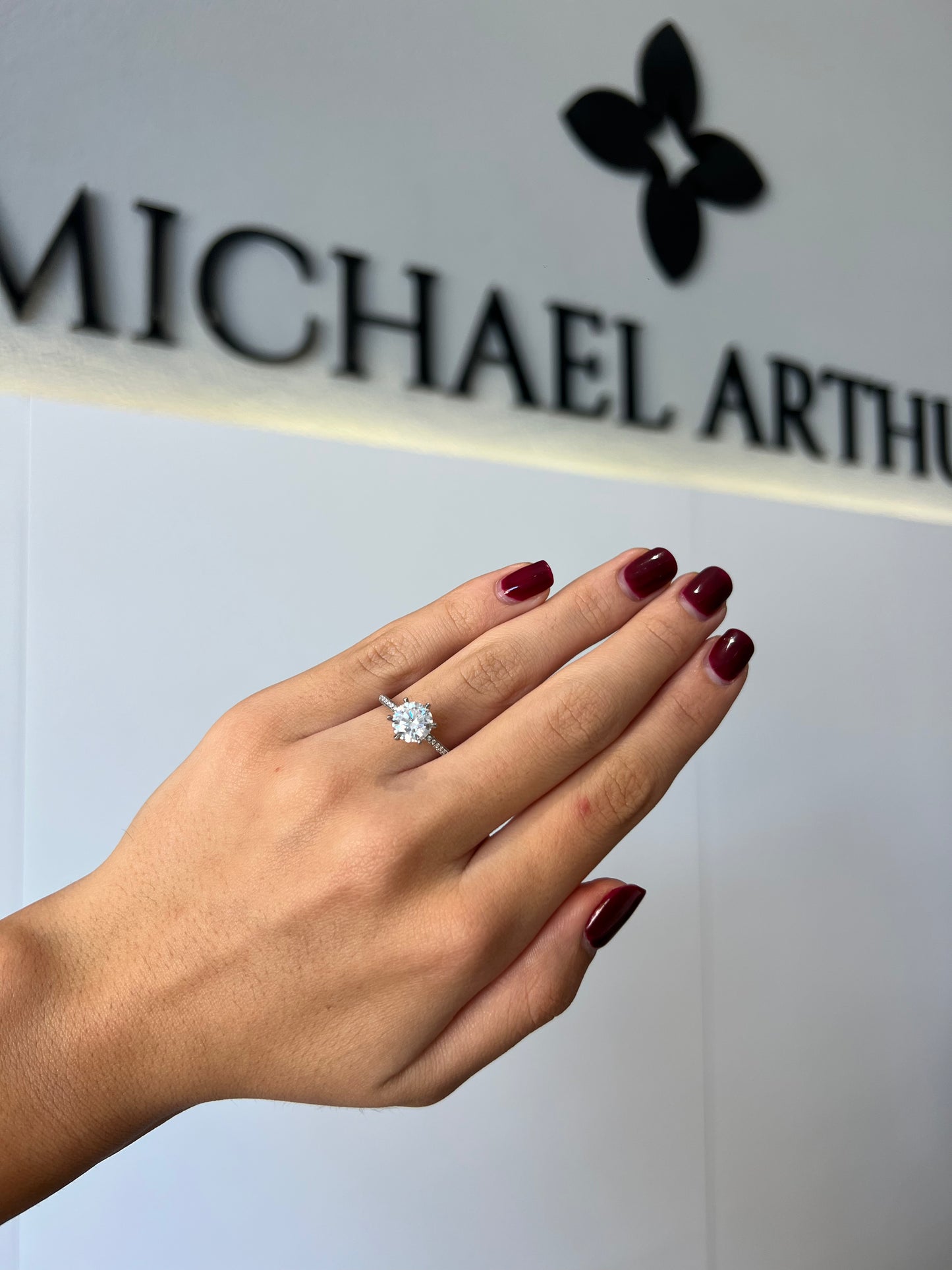 1.72ct Round Cut Lab Grown Valentina Design White Gold