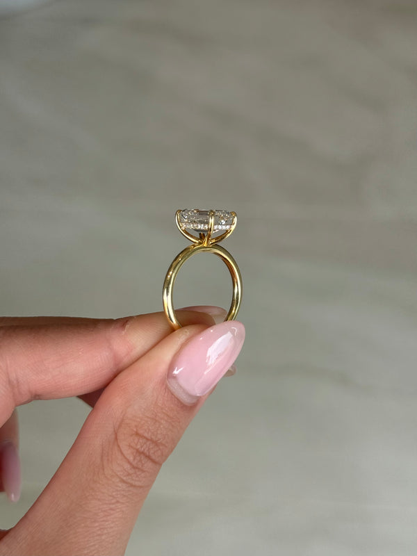 3.53ct Emerald Cut Lab Grown Audrey Design Yellow Gold
