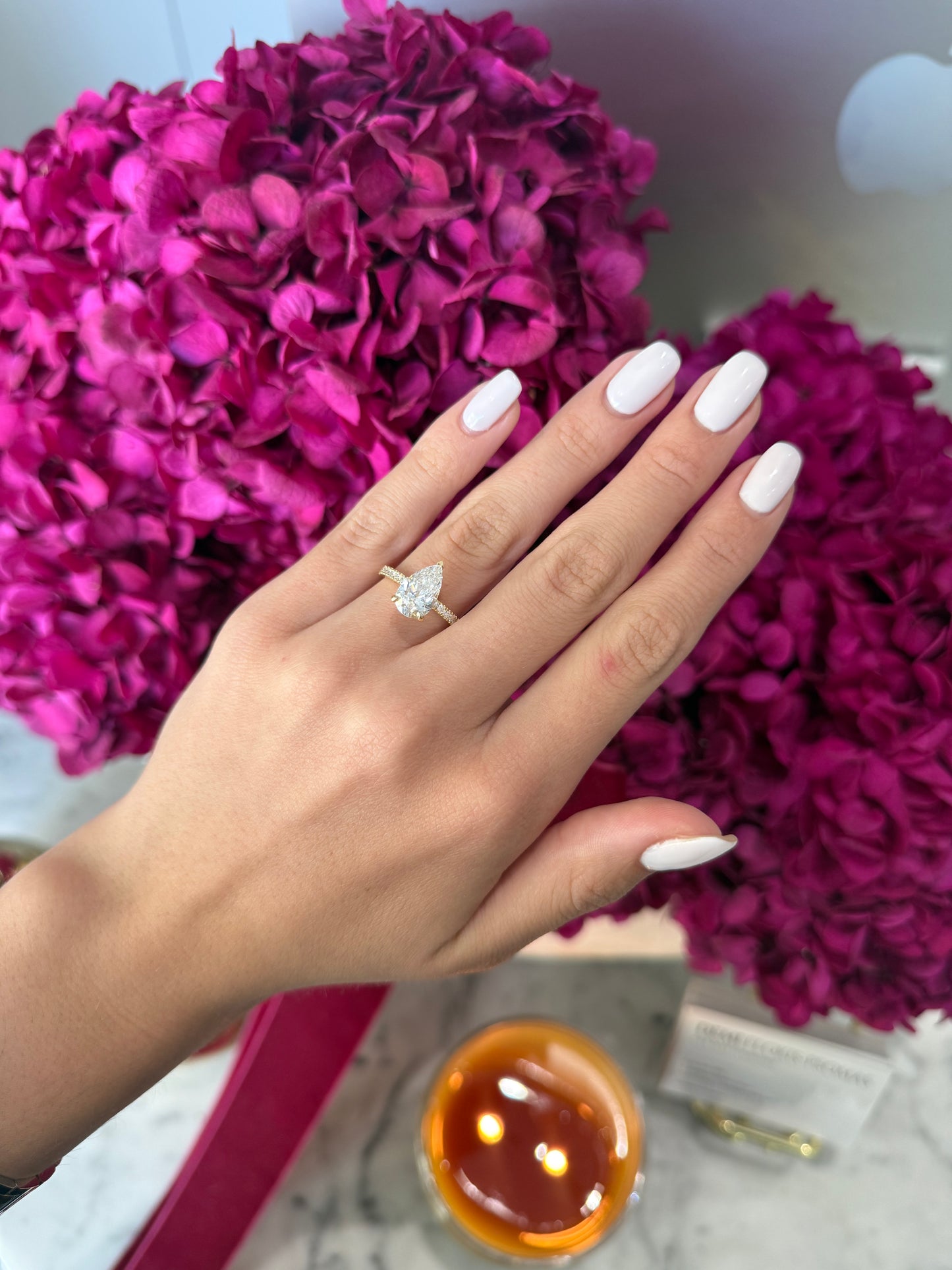 2.06ct Pear Cut Lab Grown Bassano Design Yellow Gold