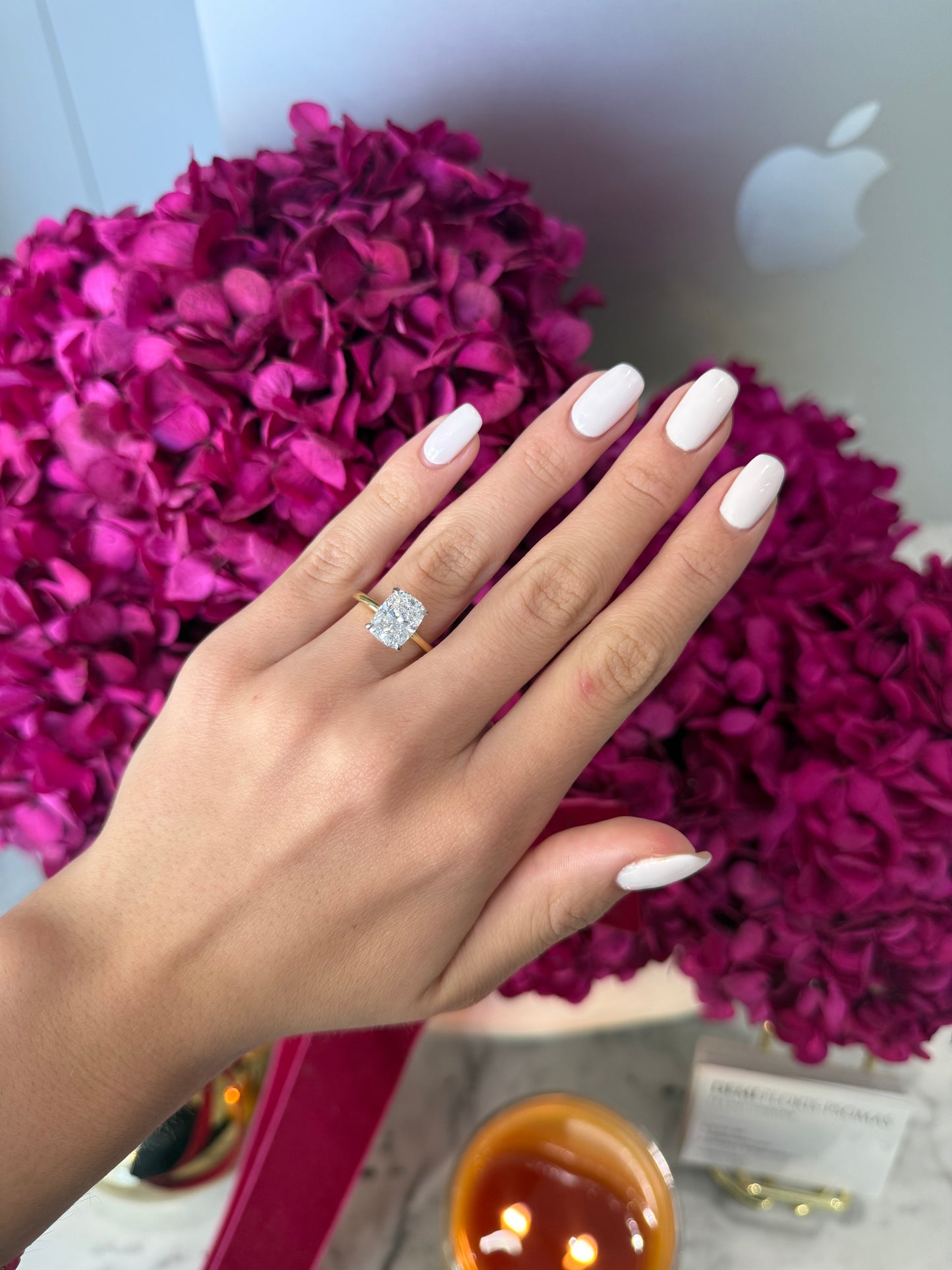 2.89ct Cushion Cut Lab Grown Audrey Design Two - tone