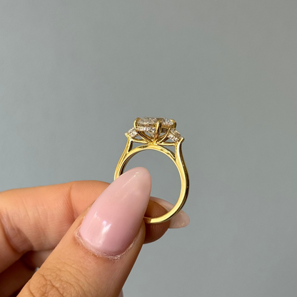 3.00ct Oval Cut Lab Grown Rosetta Design Yellow Gold