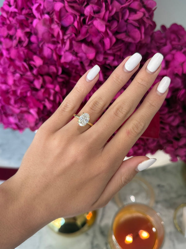 2.59ct Oval Cut Lab Grown Audrey Design Yellow Gold