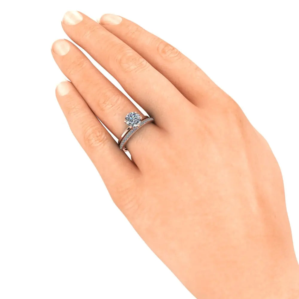 Pave Wedding Ring rose hand