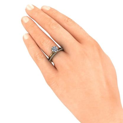 Pave Wedding Ring yellow hand