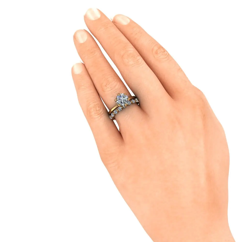 Vittore Wedding Ring 5pt diamond gold hand model 