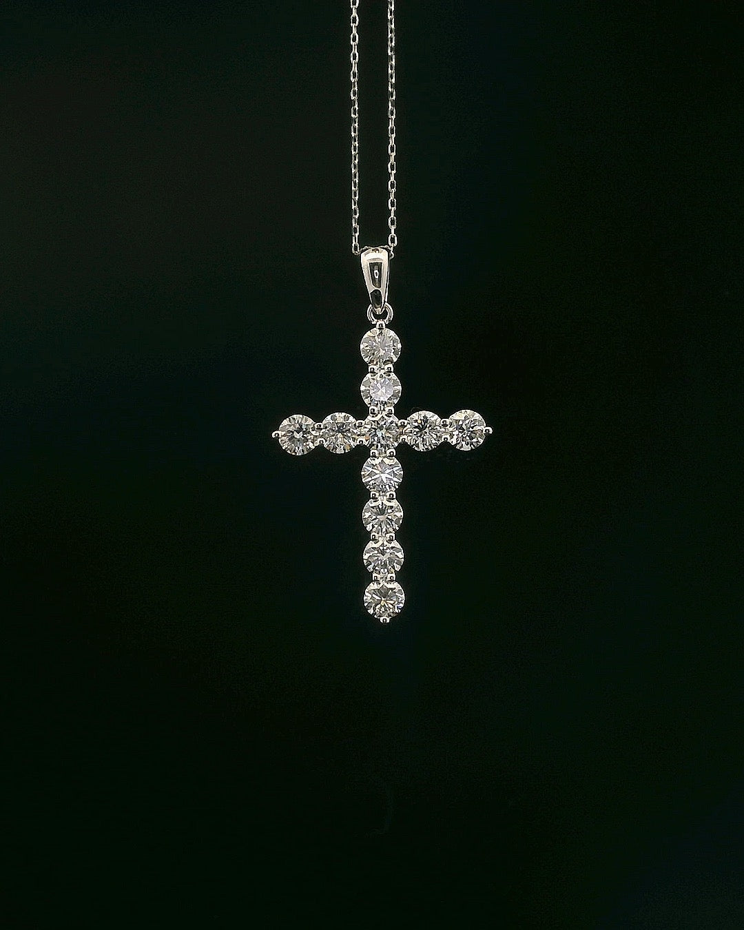 Large White Gold Diamond Cross