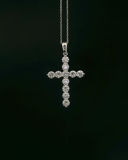 Large White Gold Diamond Cross