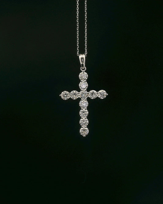 Large White Gold Diamond Cross