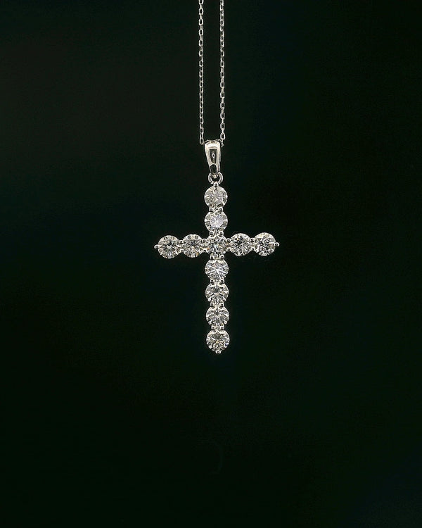 Large White Gold Diamond Cross