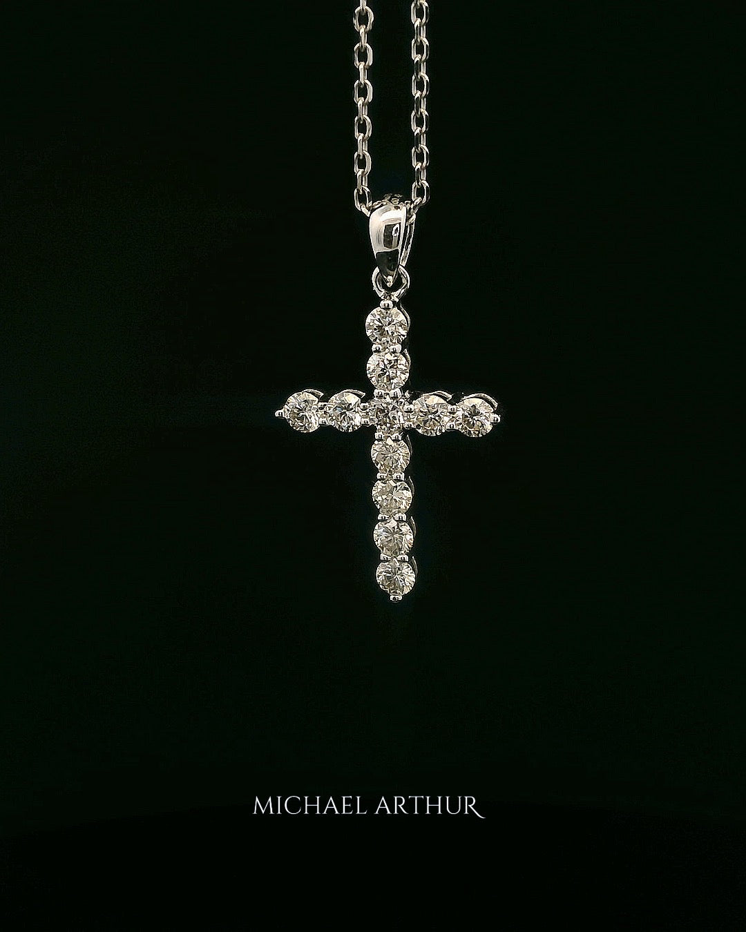 Small White Gold Diamond Cross