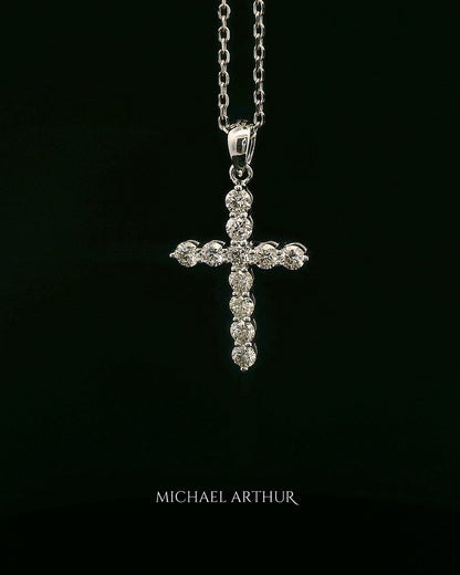 Small White Gold Diamond Cross