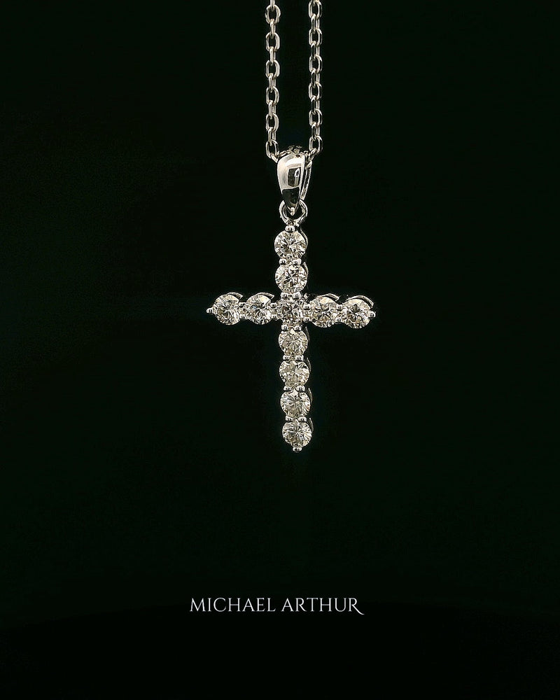 Medium White Gold Diamond Cross