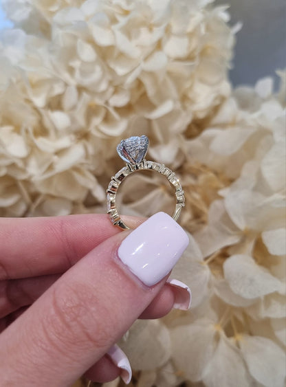 2.53ct Oval Cut Lab Grown Custom Ivy Design Two-tone