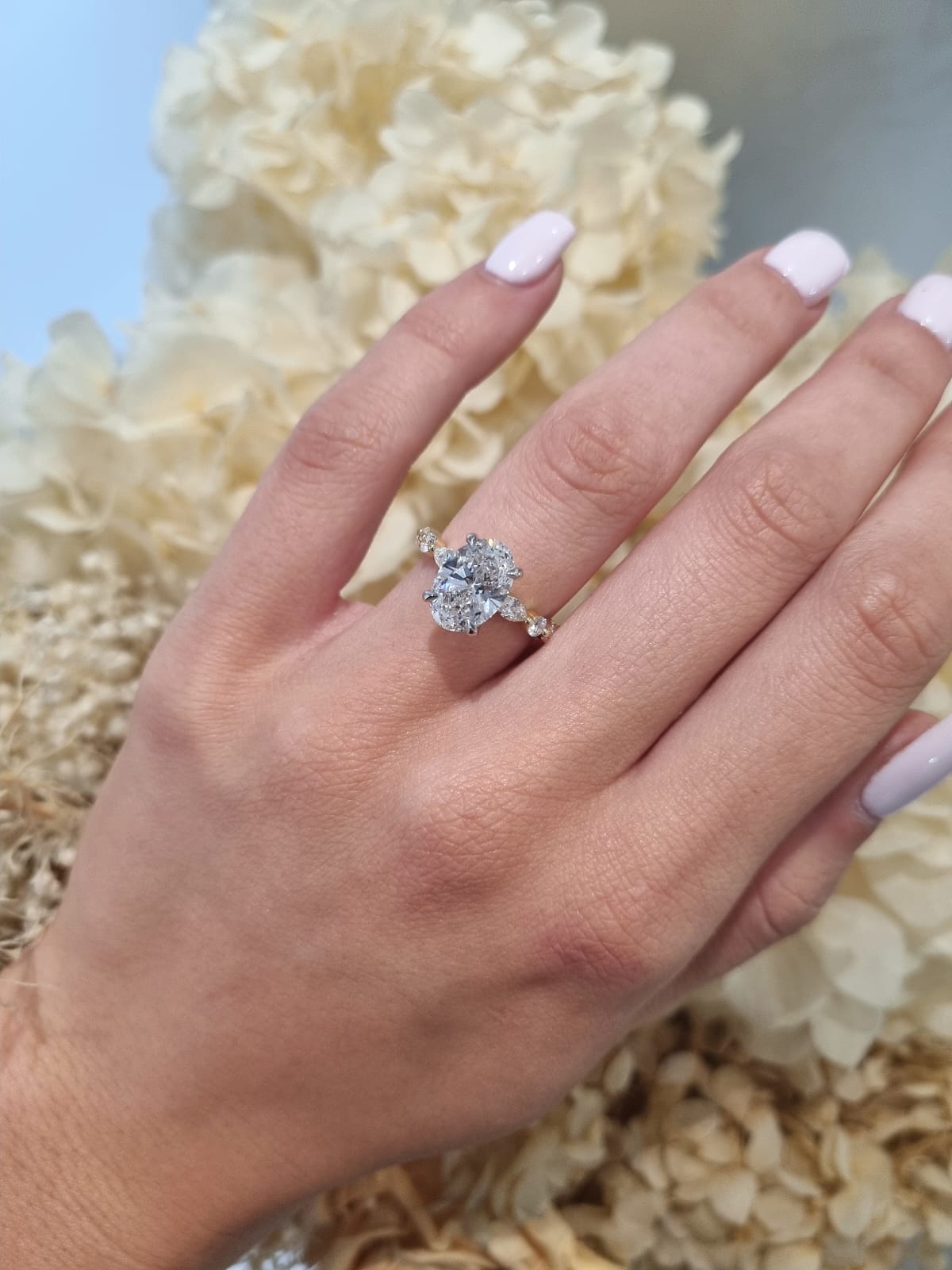 2.53ct Oval Cut Lab Grown Custom Ivy Design Two-tone