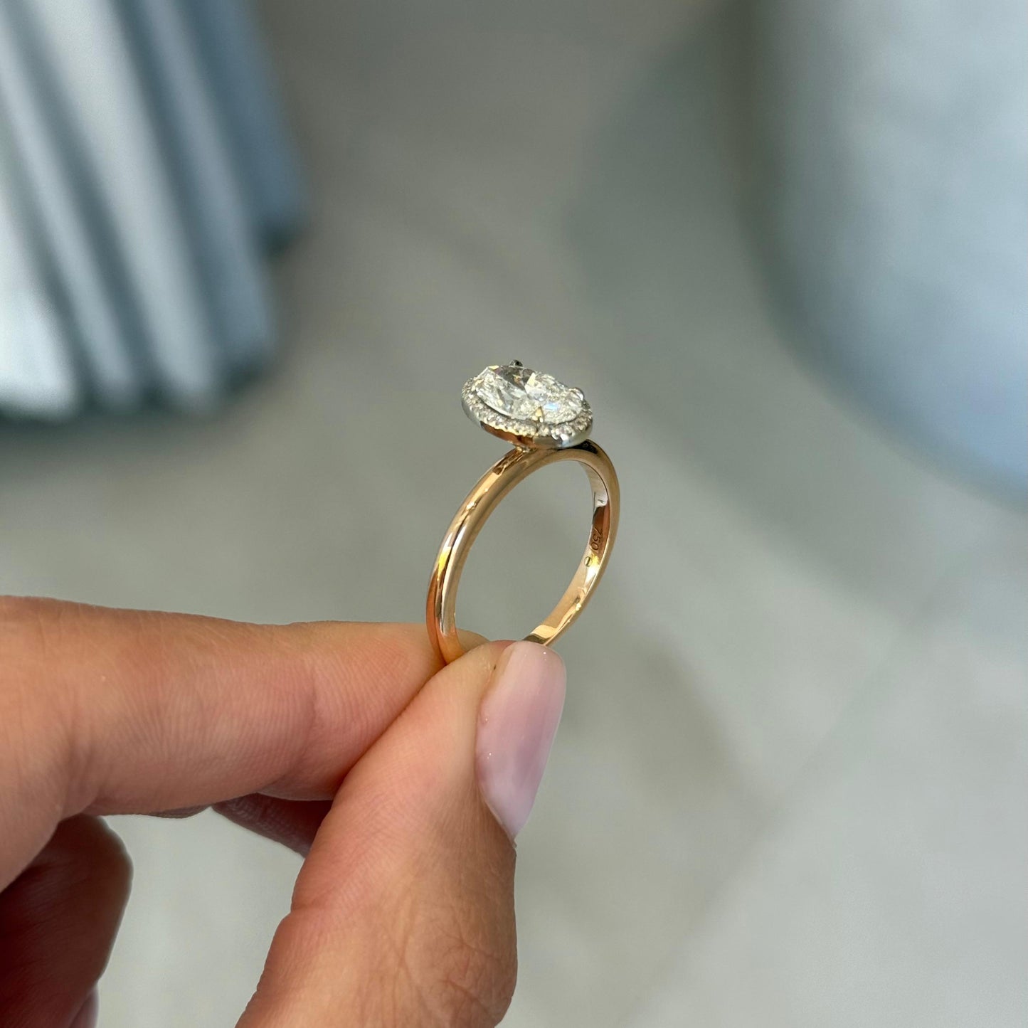1.30ct Oval Cut Natural Valerie Design Two tone