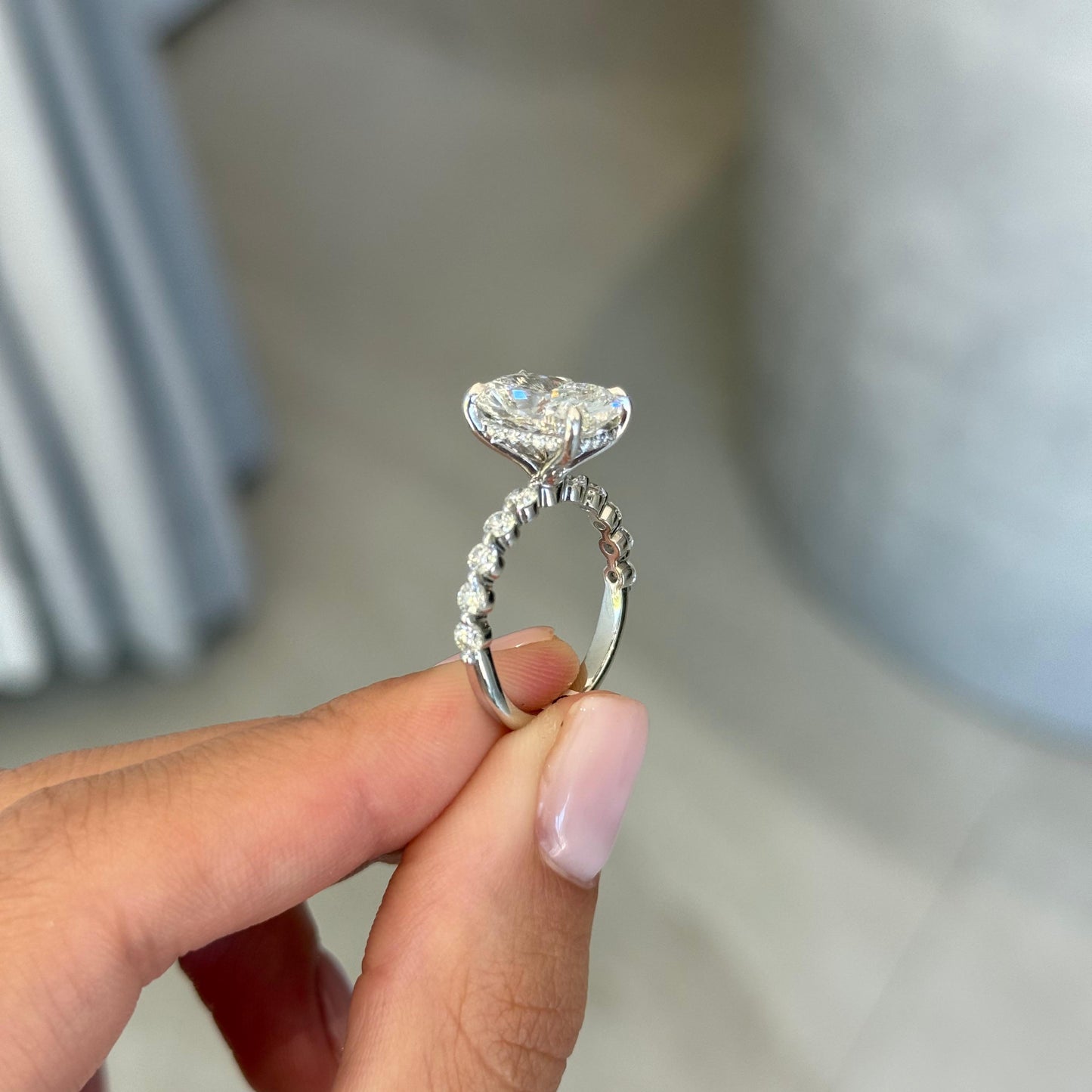 3.56ct Cushion Cut Lab Grown Aurora Design Platinum
