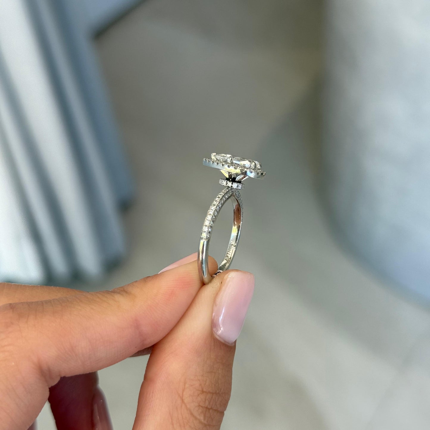 1.21ct Pear Cut Natural Grown Custom Gabrielle Design Platinum