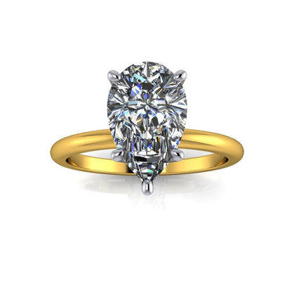 3.12ct Pear cut Lab Grown Catalina Design Two-tone