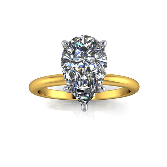 3.12ct Pear cut Lab Grown Catalina Design Two-tone