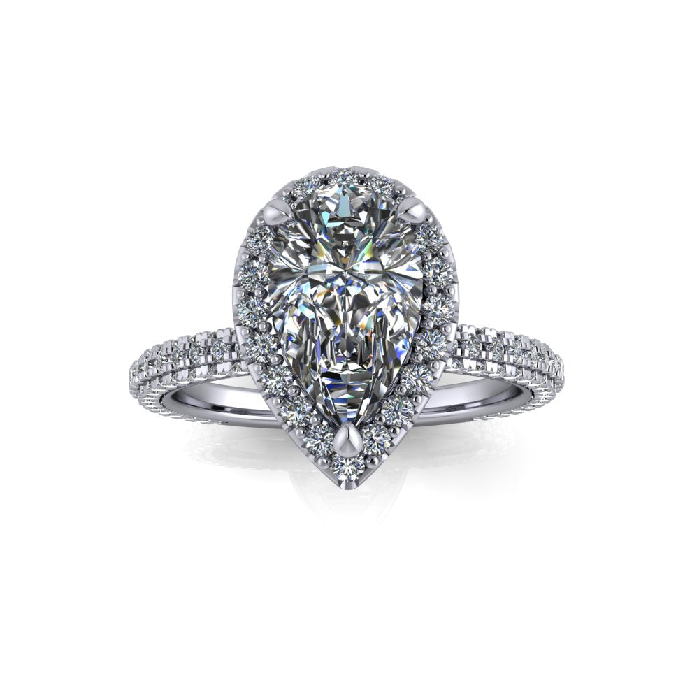 1.21ct Pear Cut Natural Grown Custom Gabrielle Design Platinum